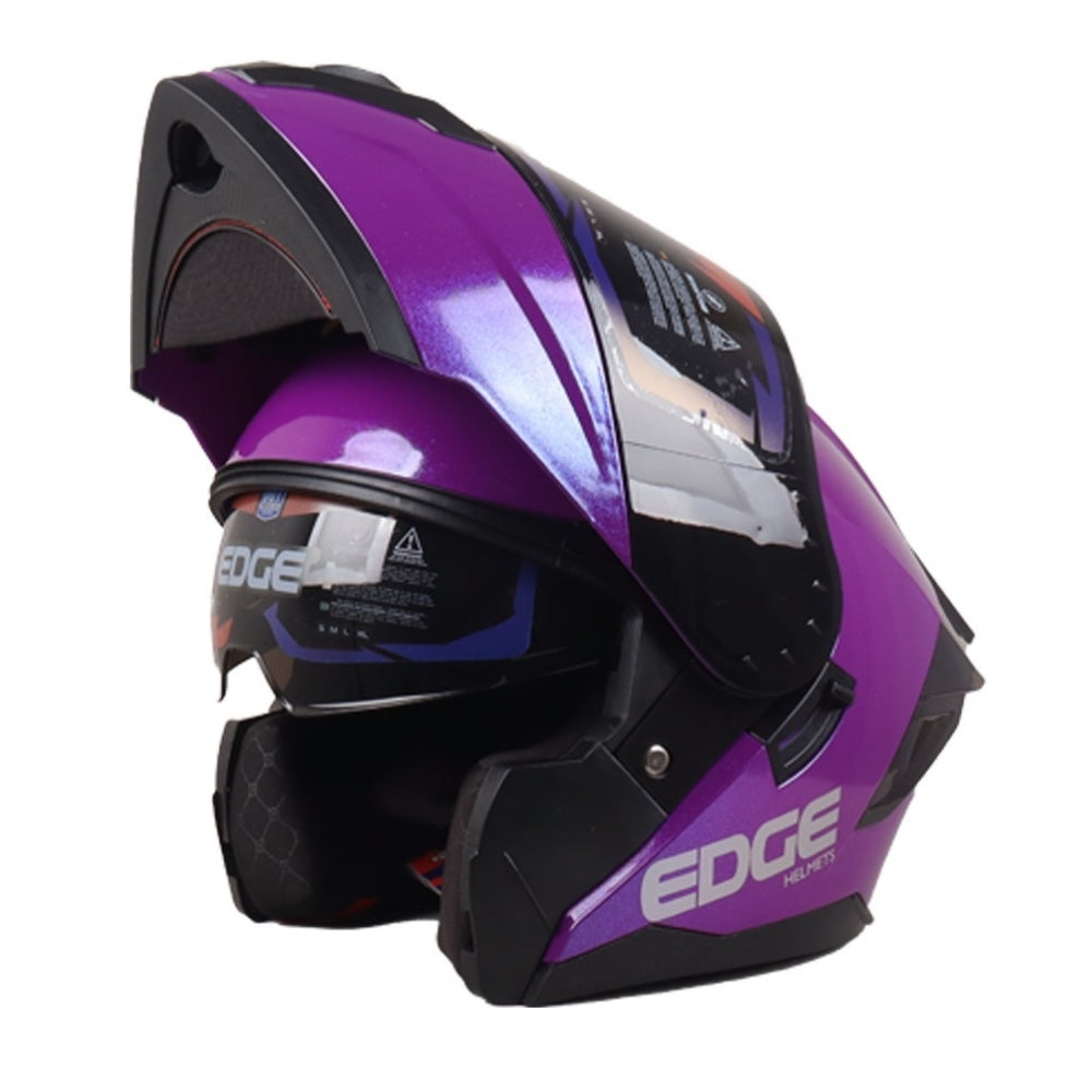 Casco EDGE Abatible Boston Solido Morado Certificación DOT I ECE