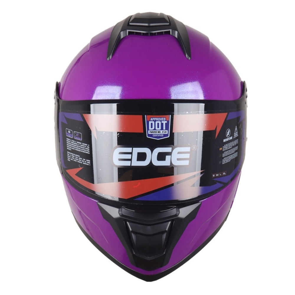 Casco EDGE Abatible Boston Solido Morado Certificación DOT I ECE