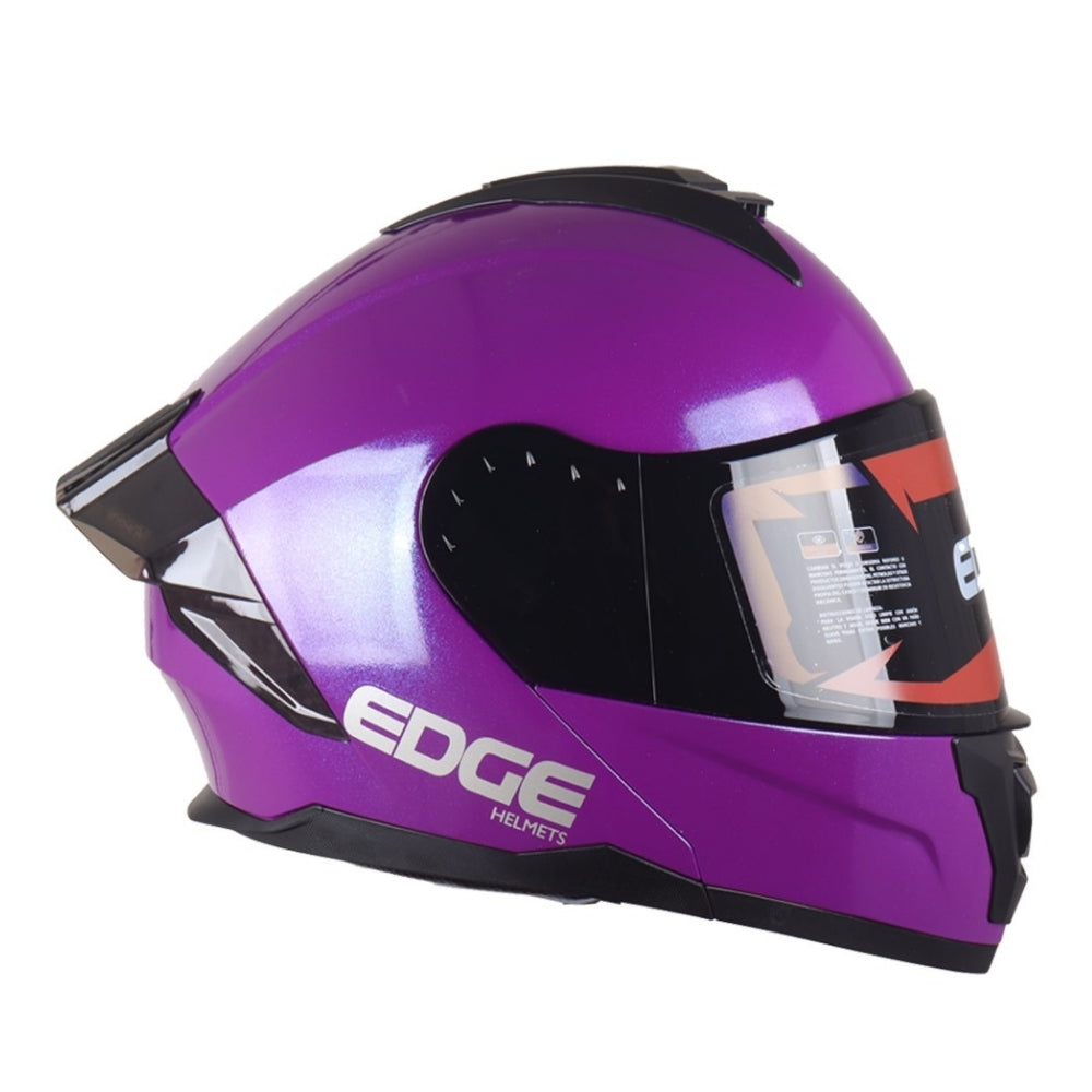 Casco EDGE Abatible Boston Solido Morado Certificación DOT I ECE