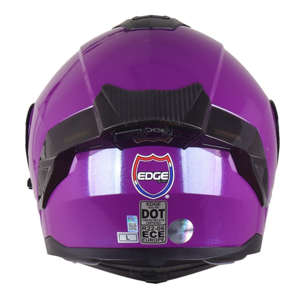 Casco EDGE Abatible Boston Solido Morado Certificación DOT I ECE