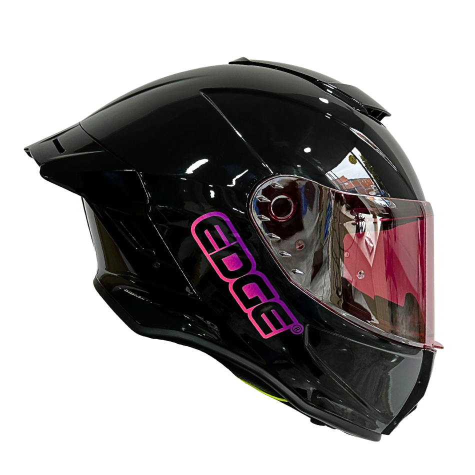 Casco Edge Integral Shanghai Solido Negro / Rosado Dot I Ece
