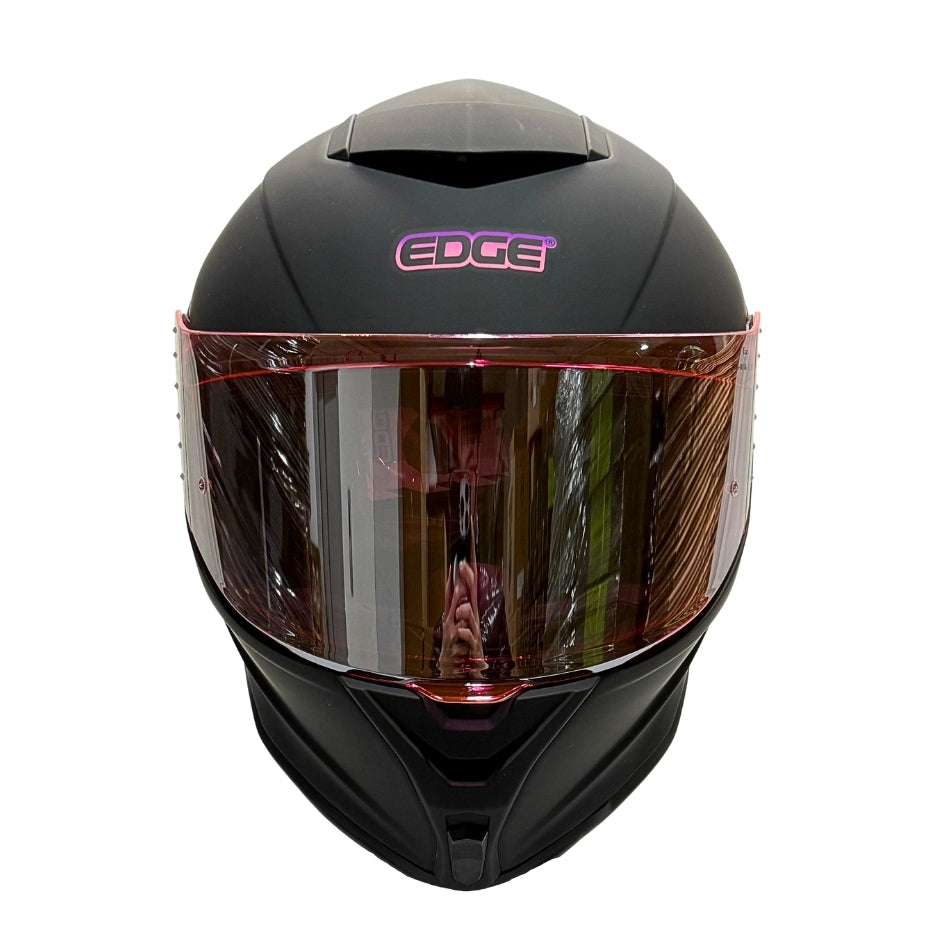 Casco Edge Integral Shanghai Solido Negro / Rosado Dot I Ece