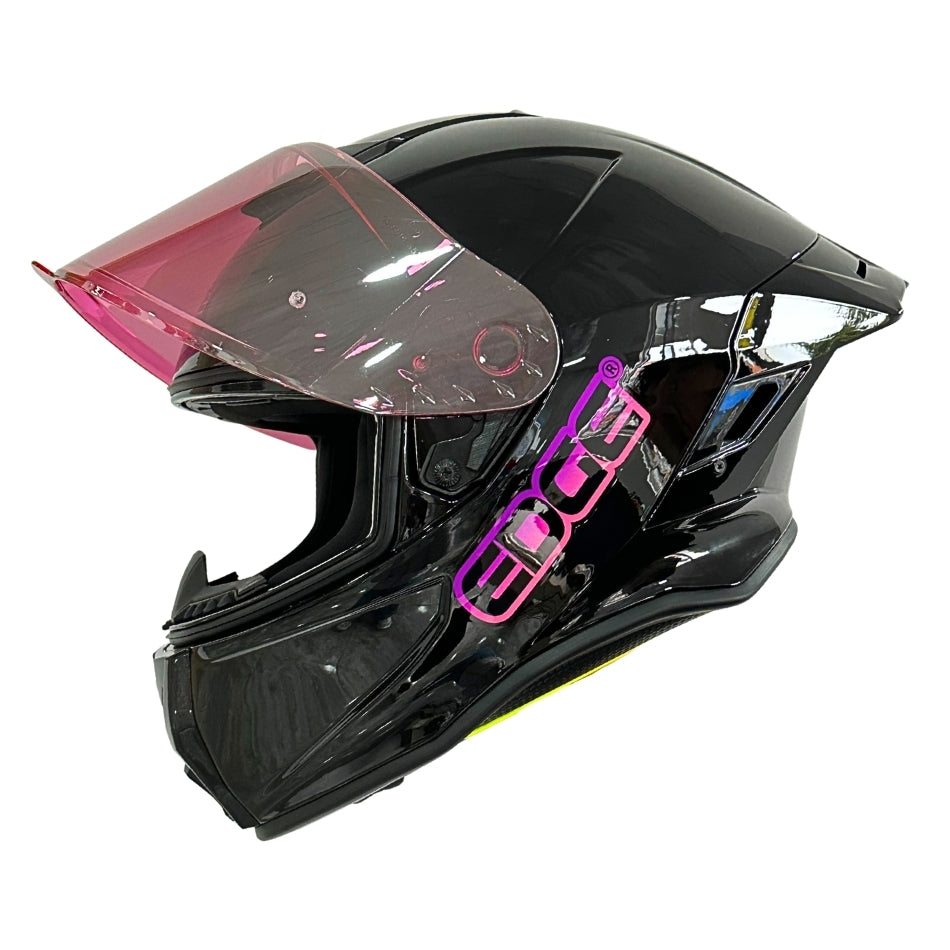 Casco Edge Integral Shanghai Solido Negro / Rosado Dot I Ece