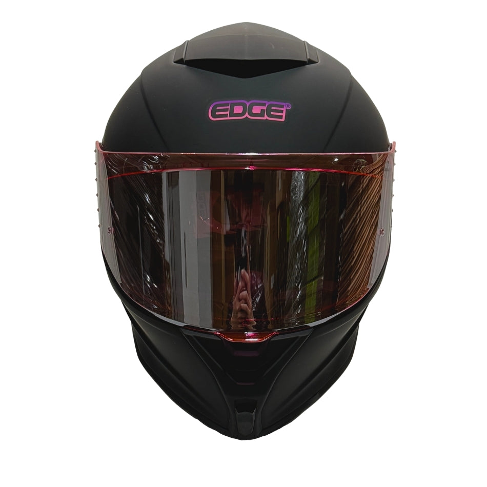 Casco Edge Integral Shanghai Solido Negro / Rosado Dot I Ece