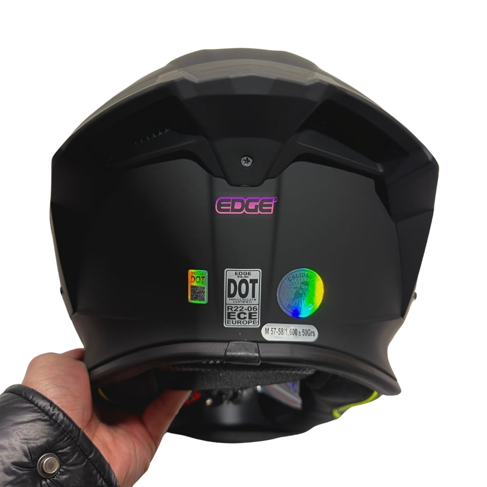 Casco Edge Integral Shanghai Solido Negro / Rosado Dot I Ece