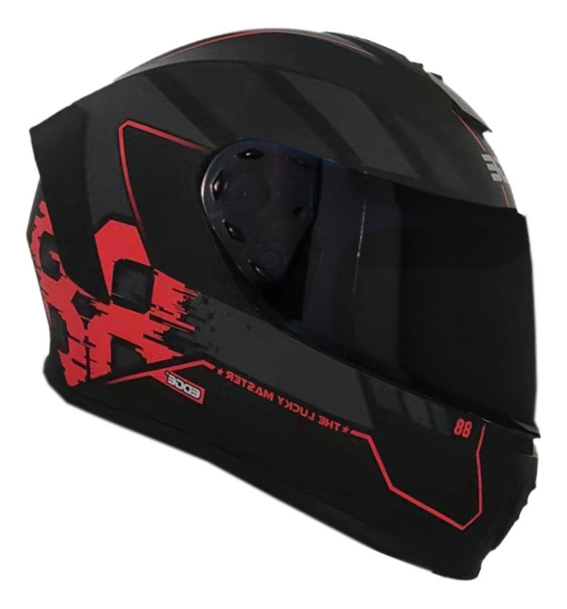 Casco Moto Edge Integral F. M.88 Negro/rojo Certificado Dot