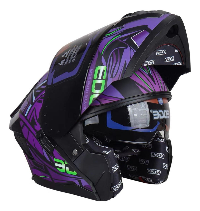 Casco Edge Abatible Steelix Morado Certificado Dot | Ece