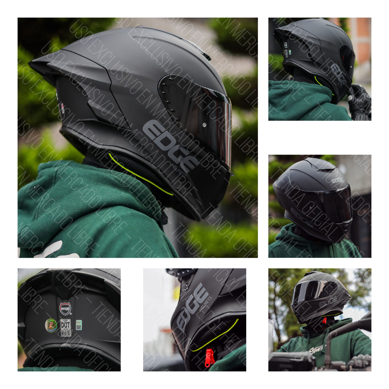 Casco Edge Integral Shanghai Solido Negro Cert Dot | Ece