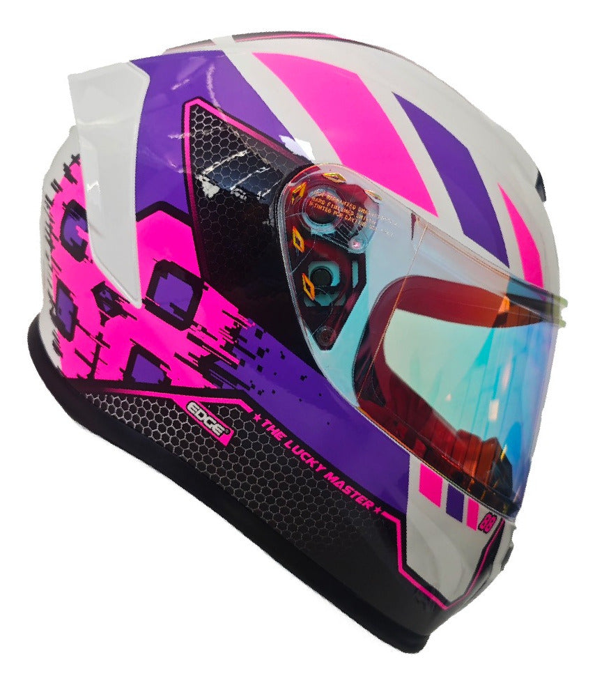 Casco Moto Edge Integral F. M.88 Rosado Certificado Dot