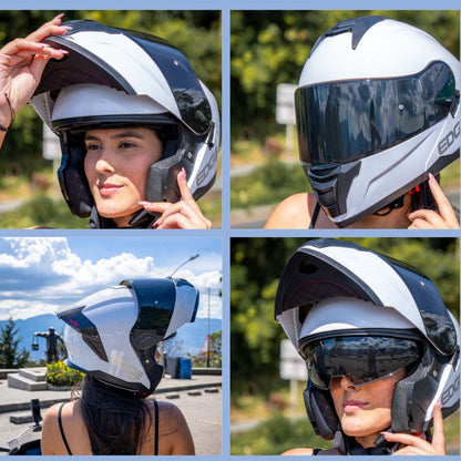 Casco EDGE Abatible Boston Sólido Blanco Certificación DOT I ECE