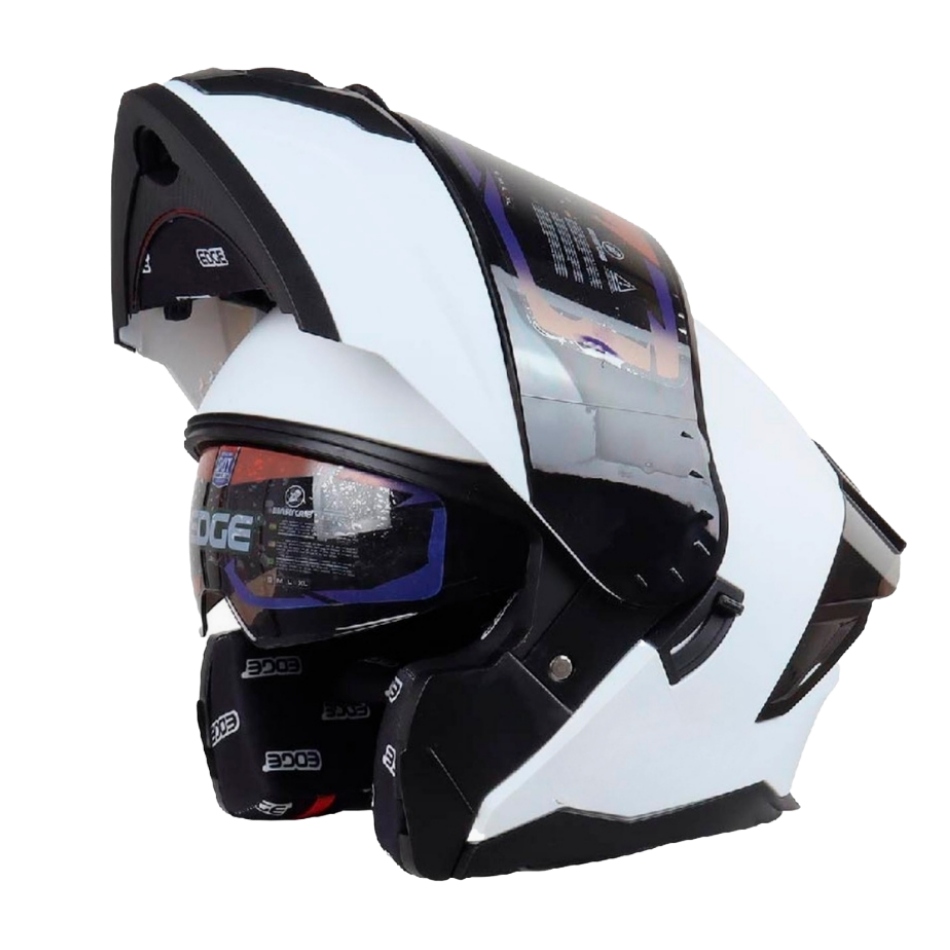 Casco EDGE Abatible Boston Sólido Blanco Certificación DOT I ECE