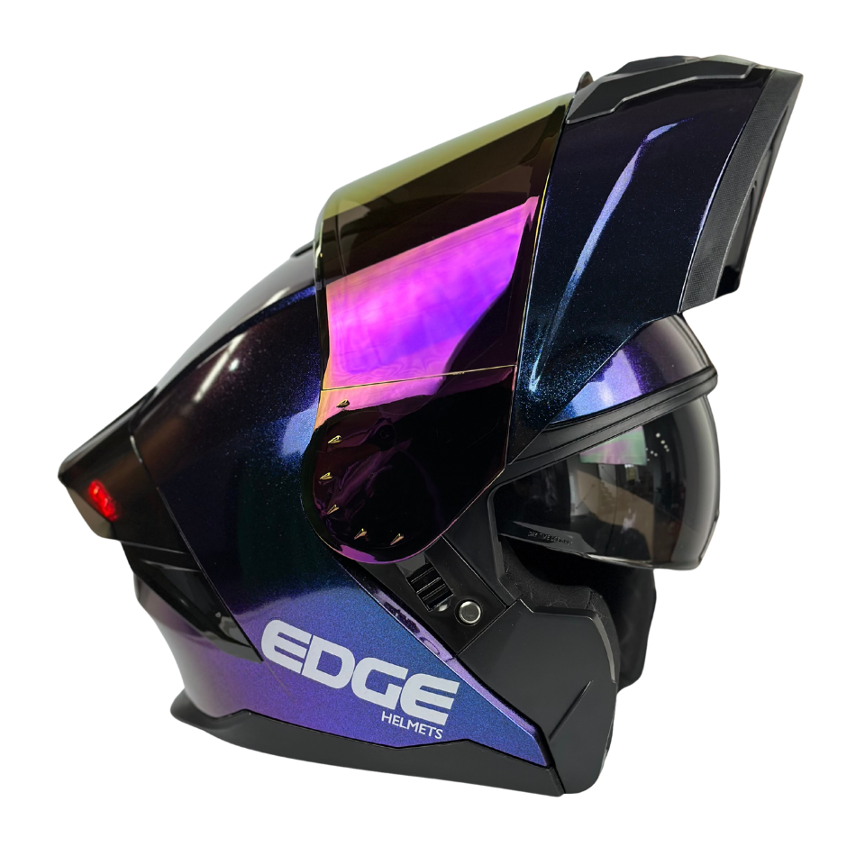 Casco Edge Abatible Boston Camaleón Morado Brillante