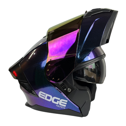 Casco Edge Abatible Boston Camaleón Morado Brillante
