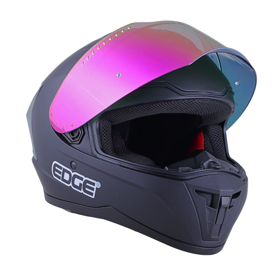 Casco EDGE Integral Extreme Solido Negro / Morado Metalizado Certificación DOT I ECE
