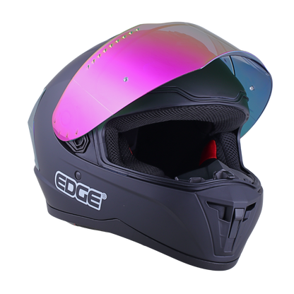 Casco EDGE Integral Extreme Solido Negro / Morado Metalizado Certificación DOT I ECE