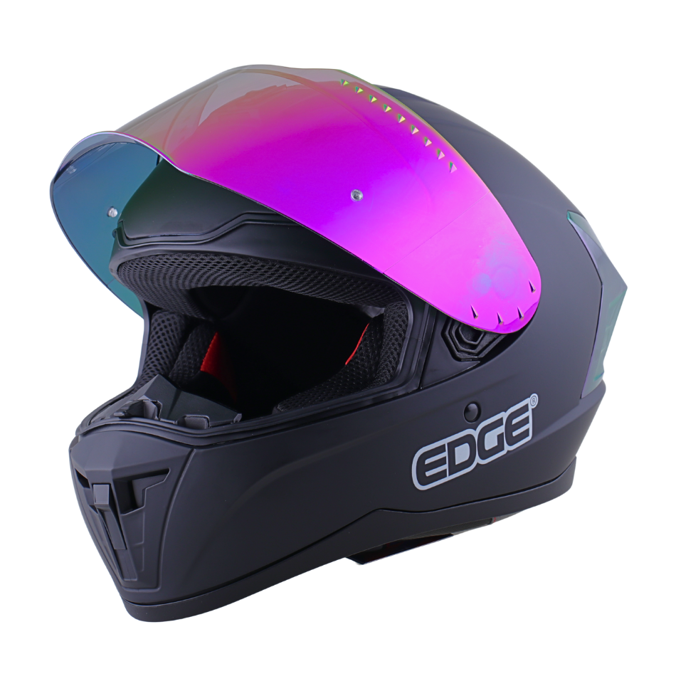 Casco EDGE Integral Extreme Solido Negro / Morado Metalizado Certificación DOT I ECE