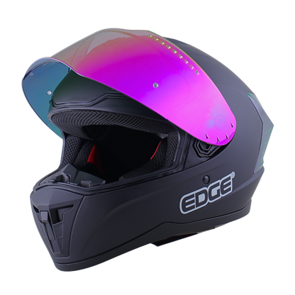 Casco EDGE Integral Extreme Solido Negro / Morado Metalizado Certificación DOT I ECE