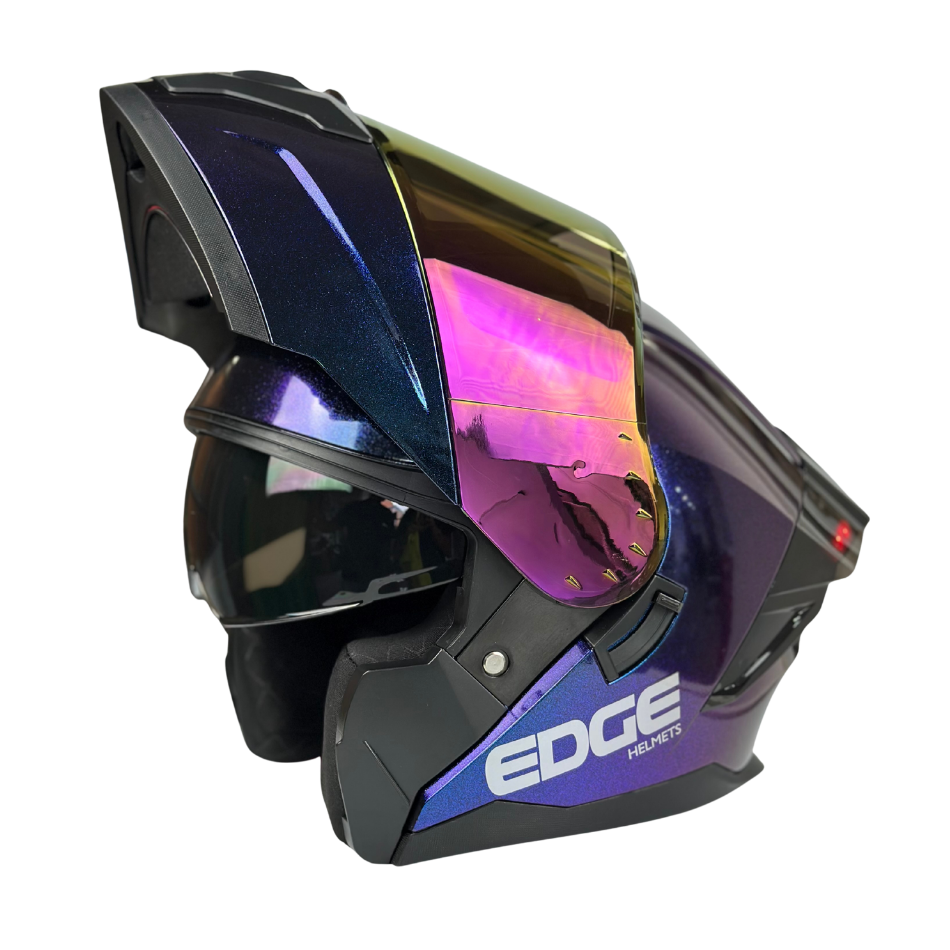 Casco Edge Abatible Boston Camaleón Morado Brillante