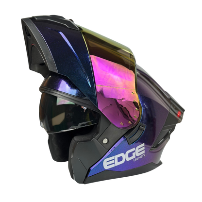 Casco Edge Abatible Boston Camaleón Morado Brillante