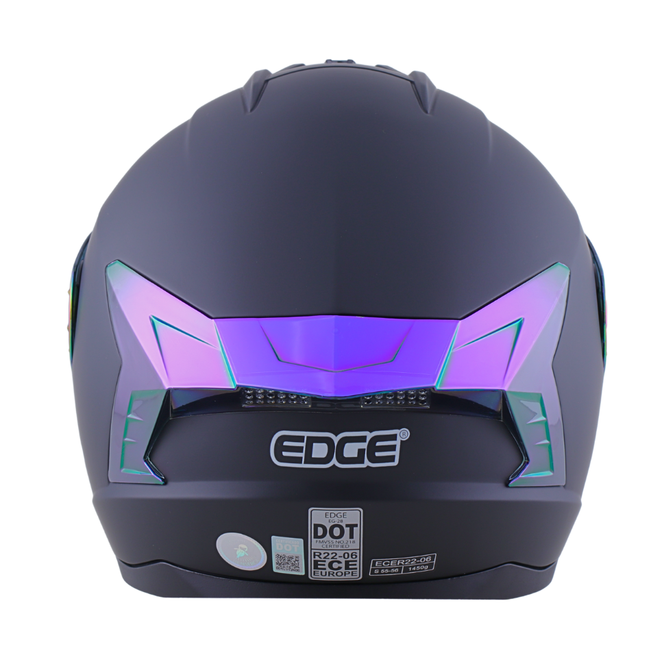 Casco EDGE Integral Extreme Solido Negro / Morado Metalizado Certificación DOT I ECE