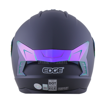 Casco EDGE Integral Extreme Solido Negro / Morado Metalizado Certificación DOT I ECE