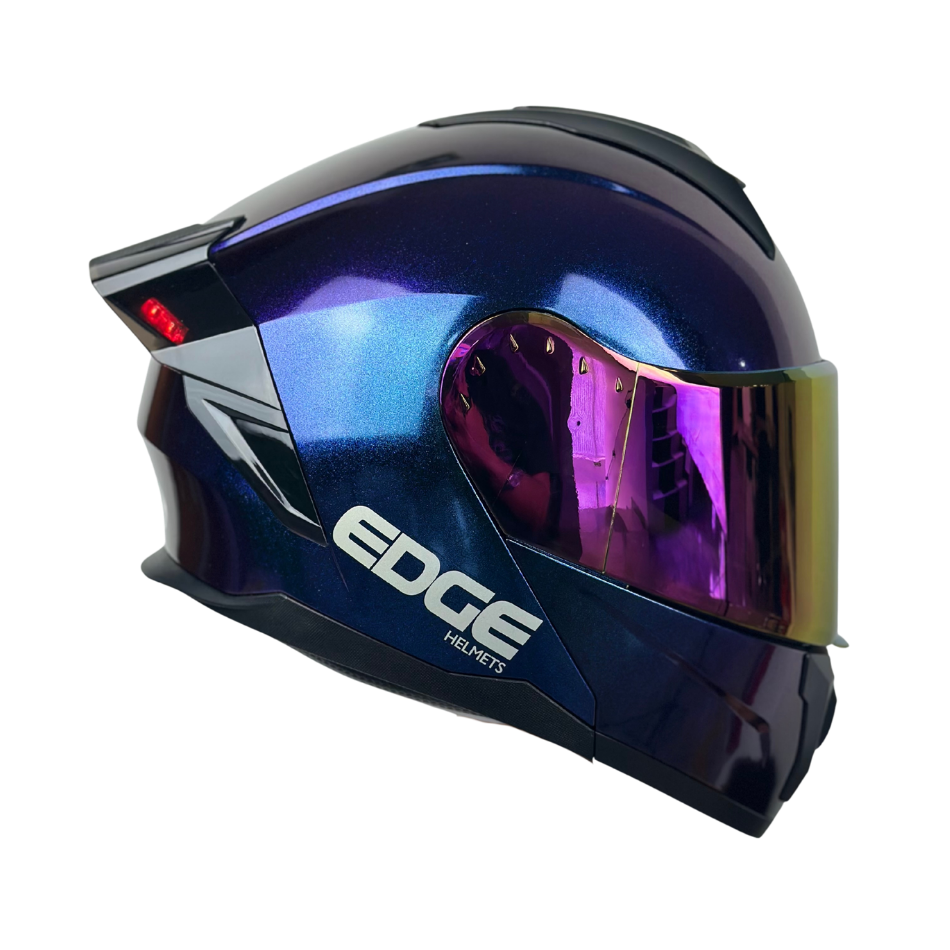 Casco Edge Abatible Boston Camaleón Morado Brillante