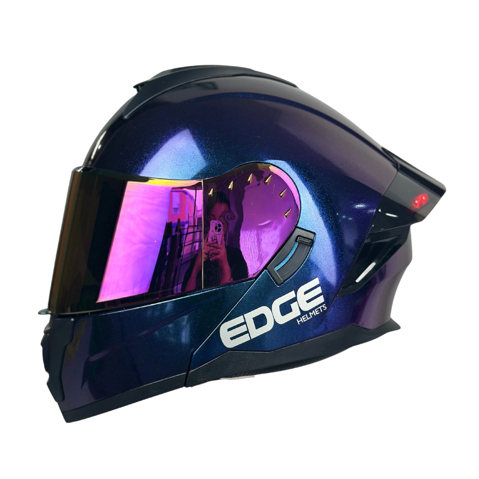 Casco Edge Abatible Boston Camaleón Morado Brillante