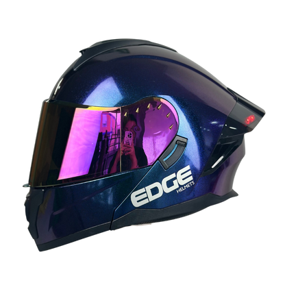 Casco Edge Abatible Boston Camaleón Morado Brillante