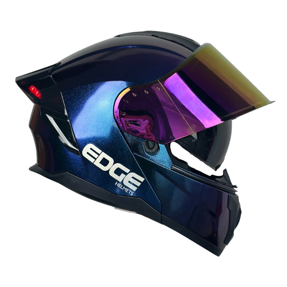 Casco Edge Abatible Boston Camaleón Morado Brillante