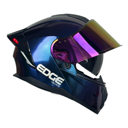 Casco Edge Abatible Boston Camaleón Morado Brillante
