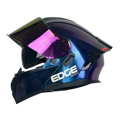 Casco Edge Abatible Boston Camaleón Morado Brillante