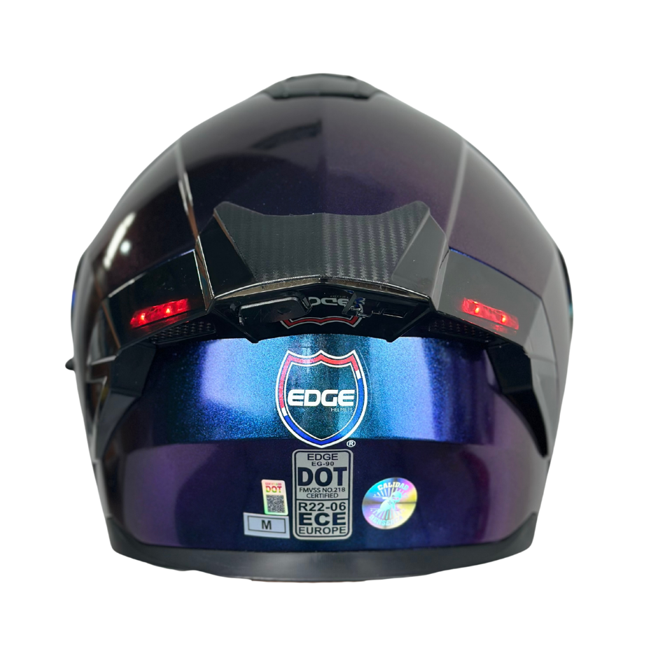 Casco Edge Abatible Boston Camaleón Morado Brillante