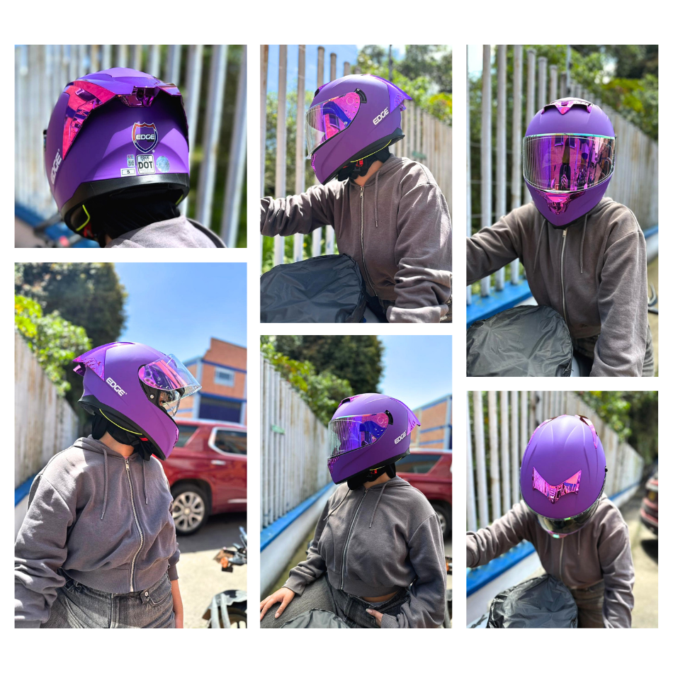 Casco EDGE Integral Racer Sólido Morado Certificación DOT