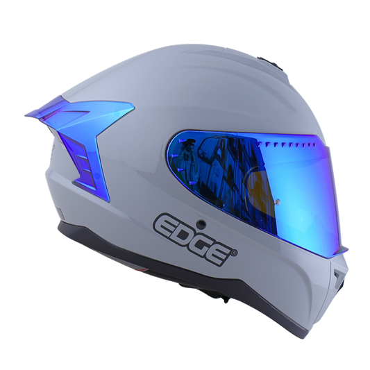 Casco EDGE Integral Extreme Solido Gris / Azul Metalizado Certificación DOT I ECE