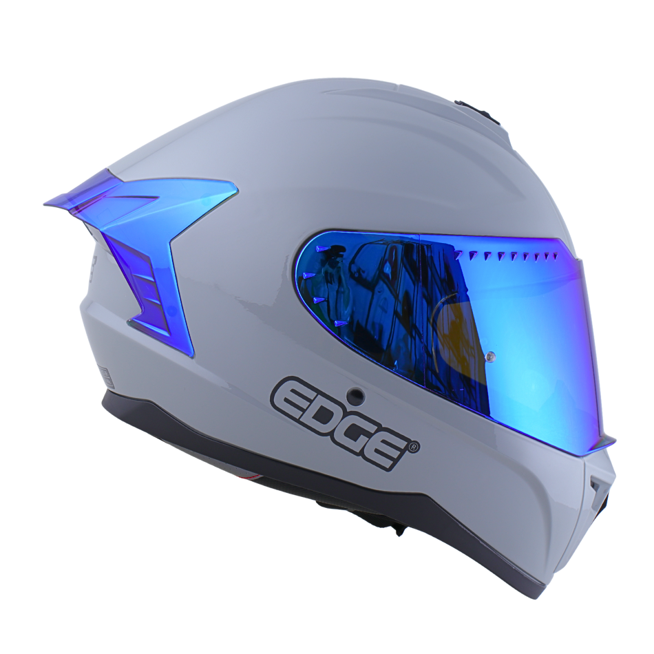 Casco EDGE Integral Extreme Solido Gris / Azul Metalizado Certificación DOT I ECE