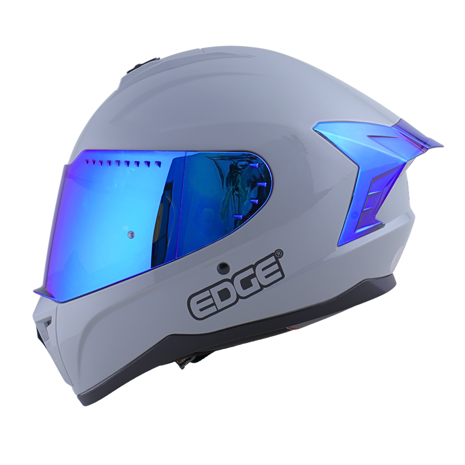Casco EDGE Integral Extreme Solido Gris / Azul Metalizado Certificación DOT I ECE