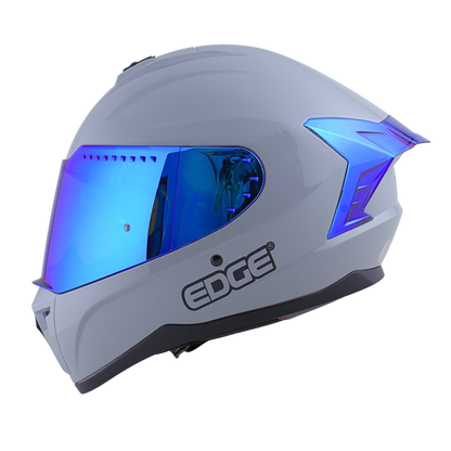 Casco EDGE Integral Extreme Solido Gris / Azul Metalizado Certificación DOT I ECE