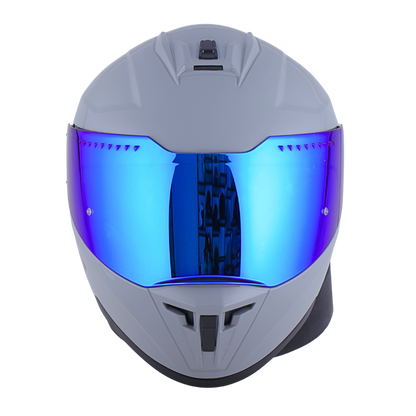 Casco EDGE Integral Extreme Solido Gris / Azul Metalizado Certificación DOT I ECE