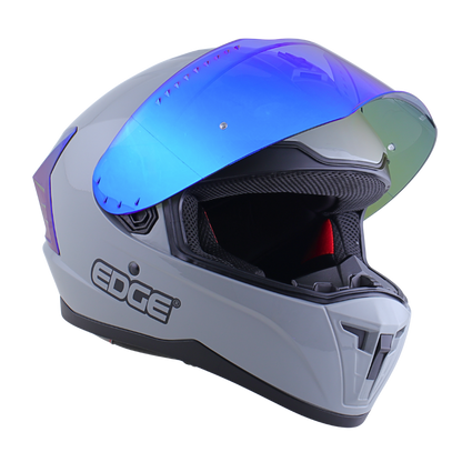 Casco EDGE Integral Extreme Solido Gris / Azul Metalizado Certificación DOT I ECE