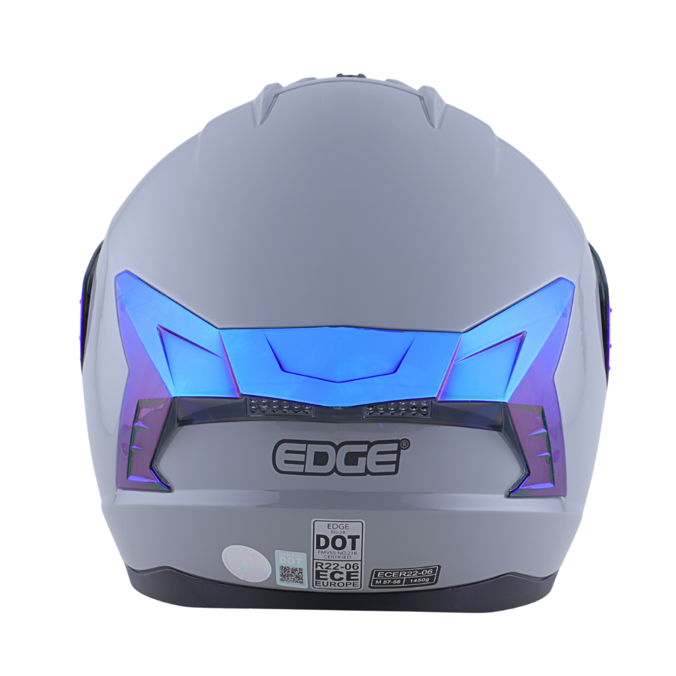 Casco EDGE Integral Extreme Solido Gris / Azul Metalizado Certificación DOT I ECE