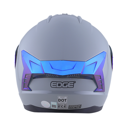 Casco EDGE Integral Extreme Solido Gris / Azul Metalizado Certificación DOT I ECE