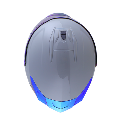Casco EDGE Integral Extreme Solido Gris / Azul Metalizado Certificación DOT I ECE