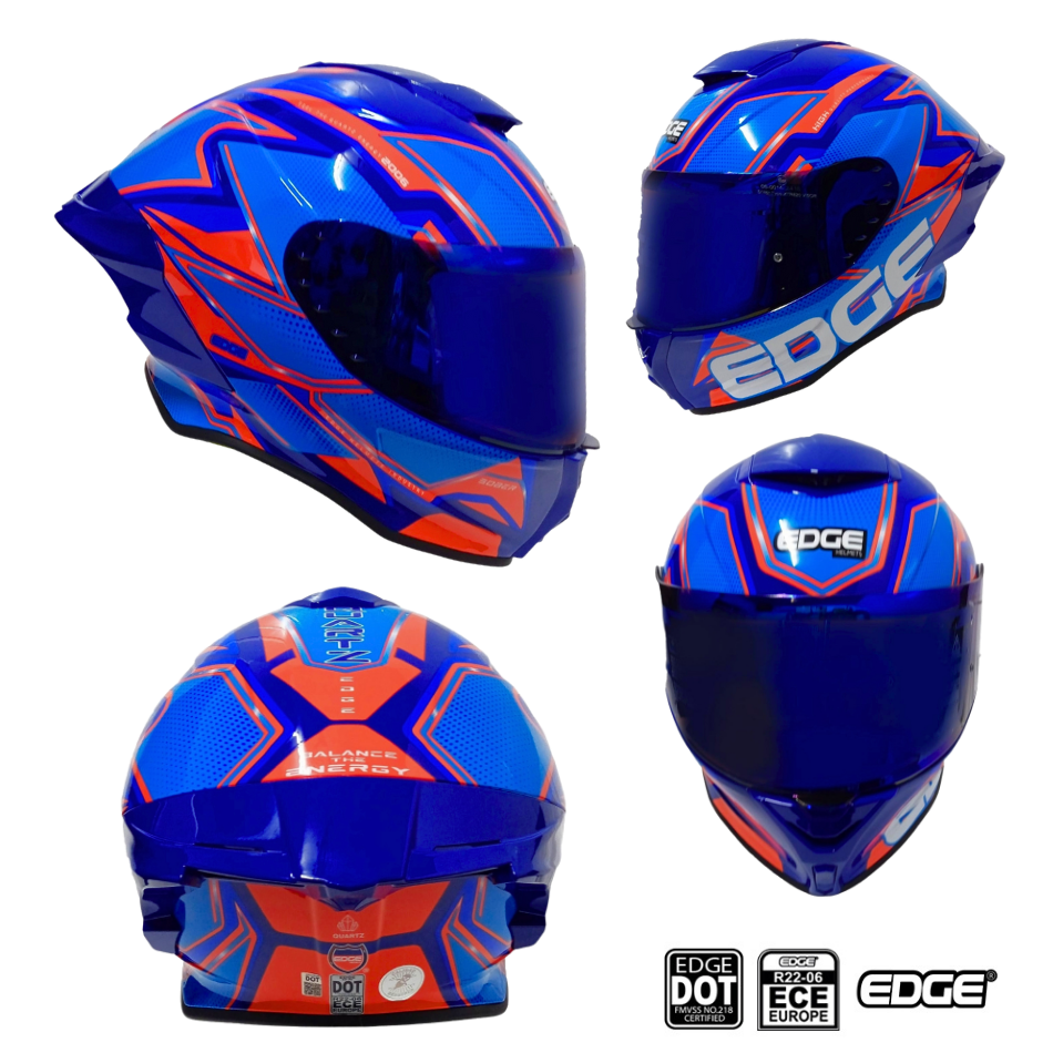Casco Edge Shanghai Quartz Rojo / Azul  Cert. Dot I Ece