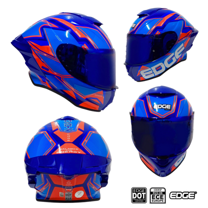 Casco Edge Shanghai Quartz Rojo / Azul  Cert. Dot I Ece