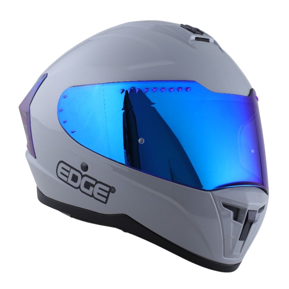 Casco EDGE Integral Extreme Solido Gris / Azul Metalizado Certificación DOT I ECE