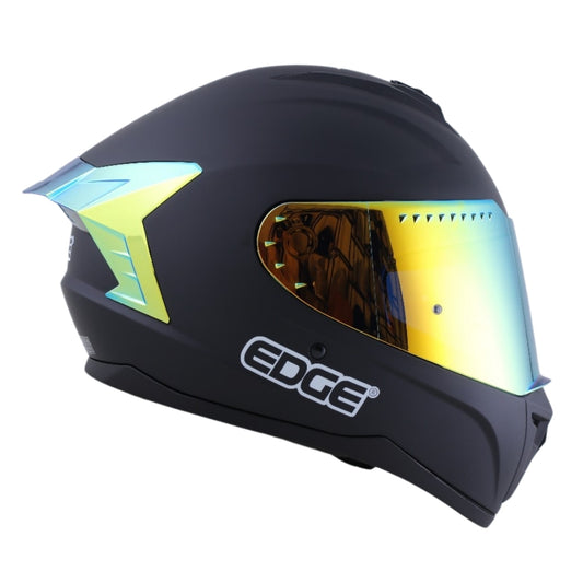 Casco EDGE Integral Extreme Solido Negro / Dorado Metalizado Certificación DOT I ECE