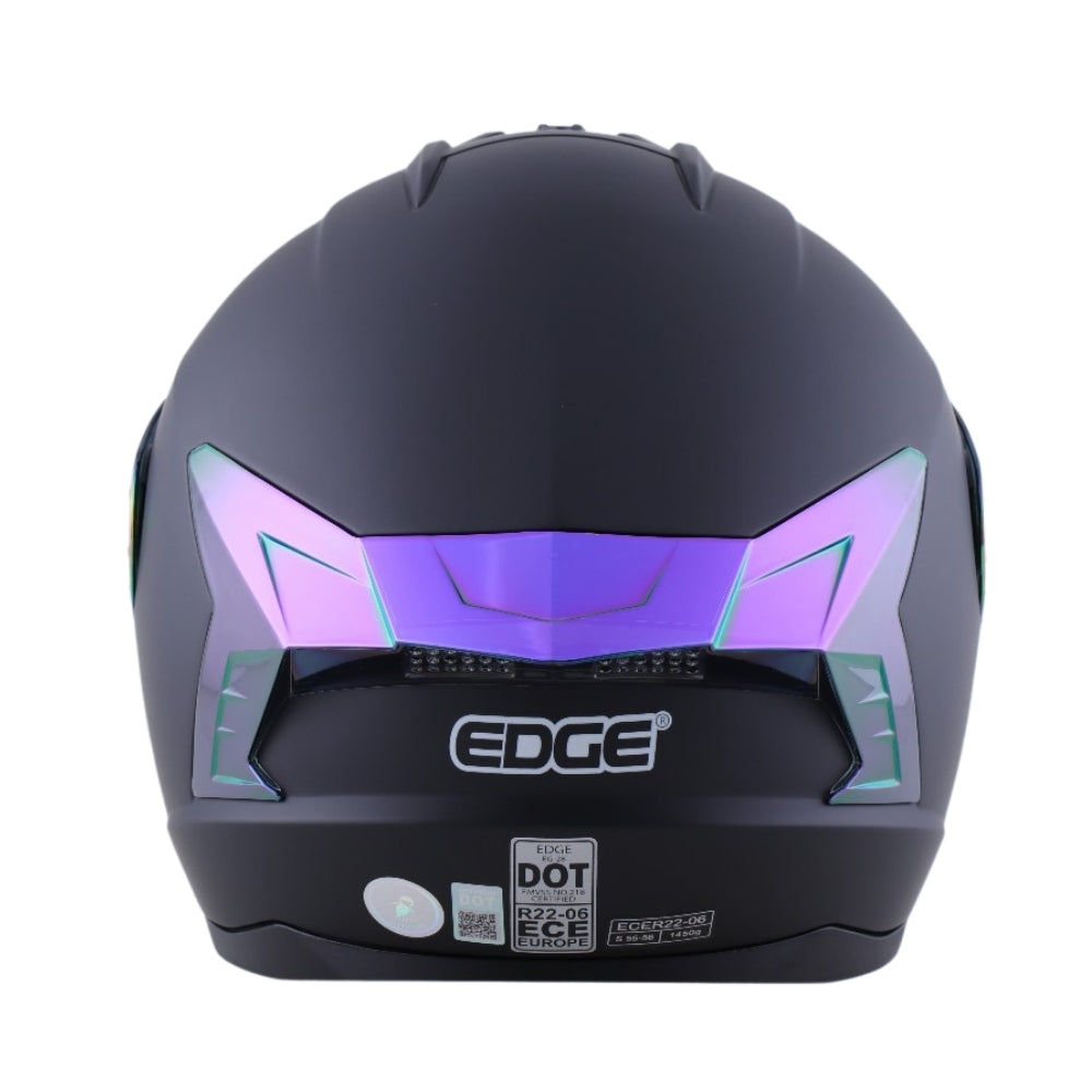 Casco EDGE Integral Extreme Solido Negro / Morado Metalizado Certificación DOT I ECE