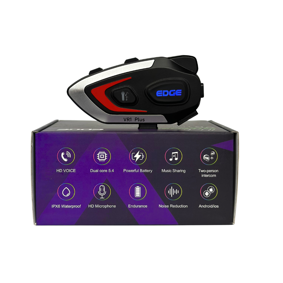 Intercomunicador para Casco de Moto Edge VR1 PLUS Bidireccional 2 Conductores