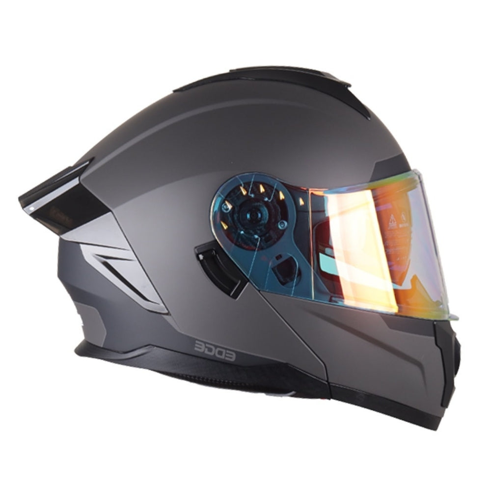 Casco EDGE Abatible Boston Solido Gris / Negro Certificación DOT | ECE