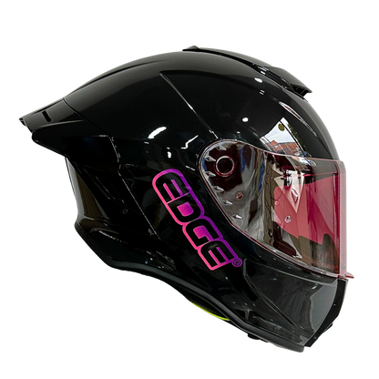 Casco Edge Integral Shanghai Solido Negro / Rosado Dot I Ece